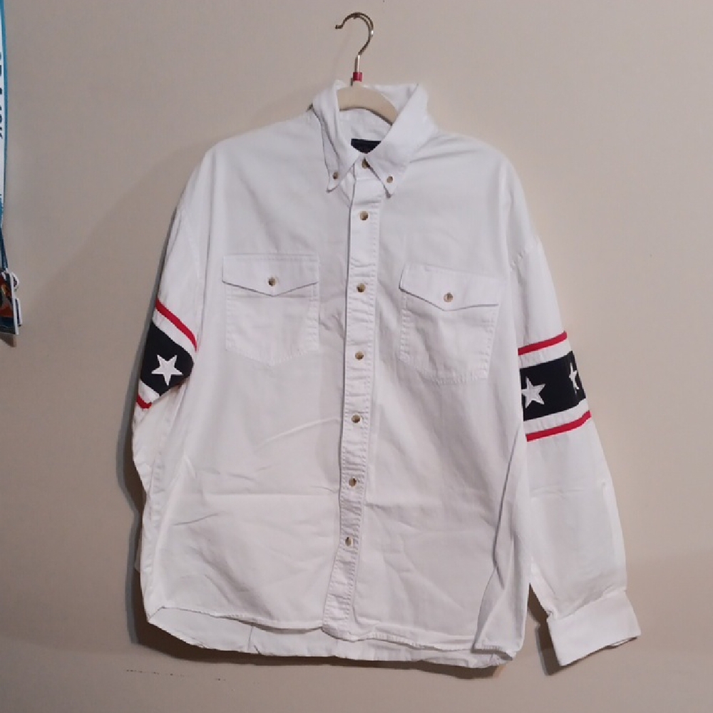 Vintage Roper White Shirt with Star Sleeve Design